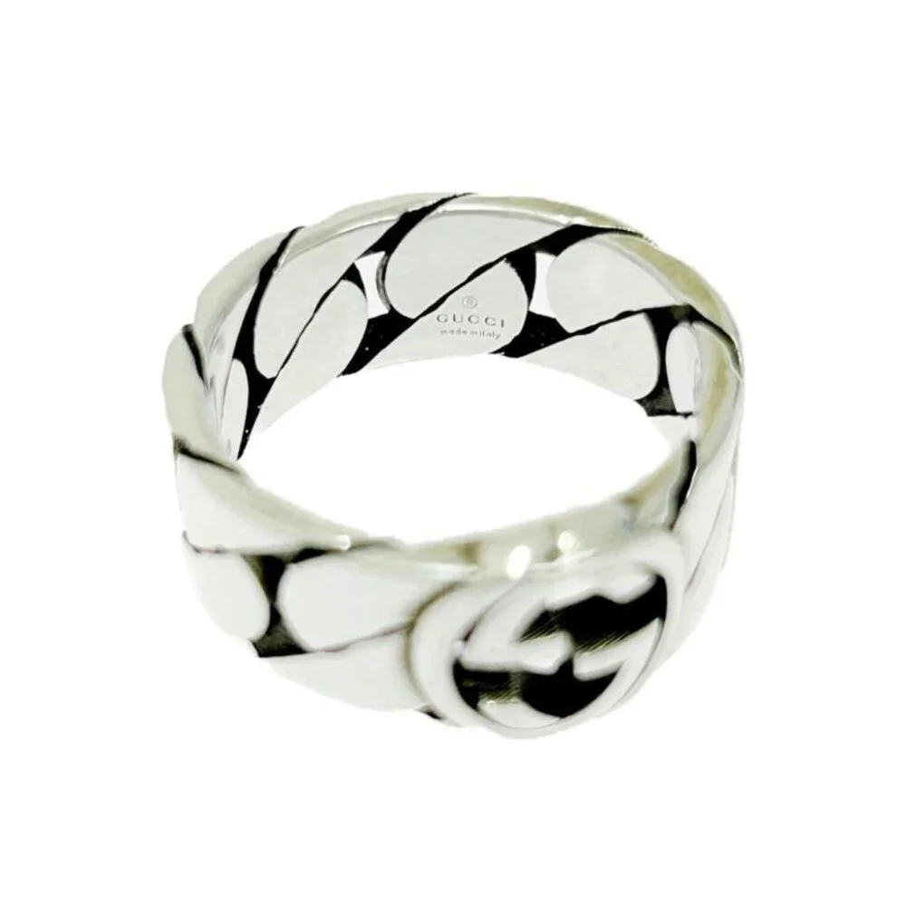 Gucci Silver Interlocking G Chain Ring 6.4 g 925 Engraved Ring - Picture 7 of 8